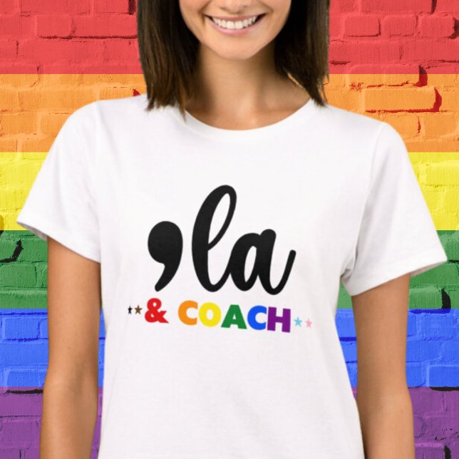 Camiseta Comma la & Coach-Kamala Harris Orgulho Progressivo (Criador carregado)