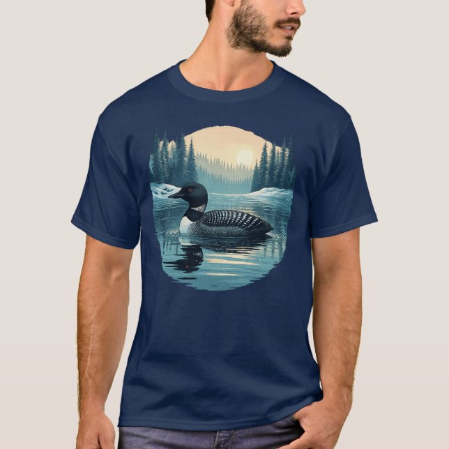 Camiseta Common Loon - Retro Winter Cabin Christmas Design  (Frente)