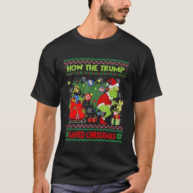 Camiseta Como A Trump Salvou O Natal Engraçado Trump 2024 (Frente)