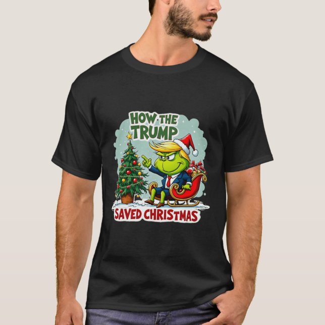 Camiseta Como A Trump Salvou O Natal Engraçado Trump Christ (Frente)