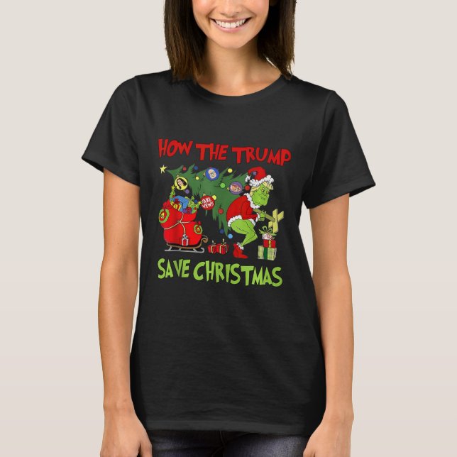 Camiseta Como A Trump Salvou O Natal Engraçado Trump Christ (Frente)