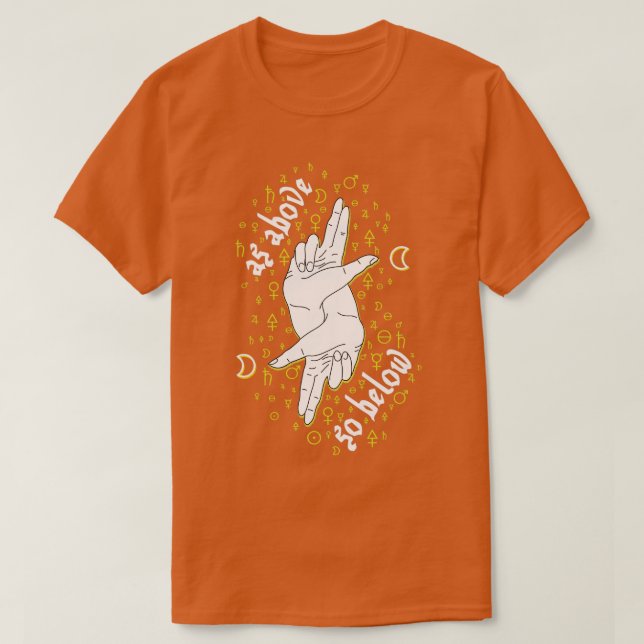 Camiseta Como acima, abaixo de Alquimia em branco (Frente do Design)