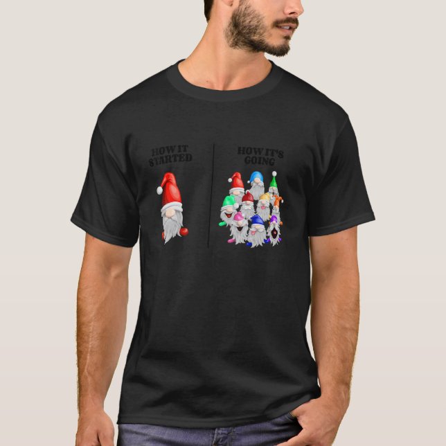 Camiseta Como Começou Como Está Anão de Jardim (Frente)