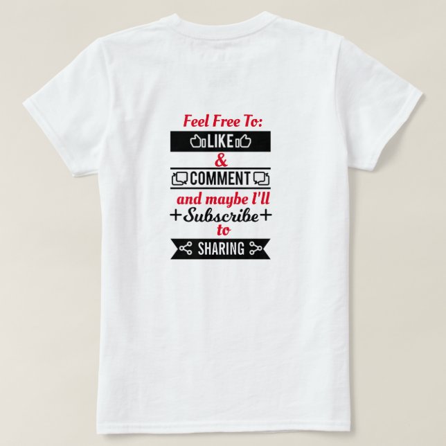 Camiseta Como e Compartilhar T-Shirt (Verso do Design)
