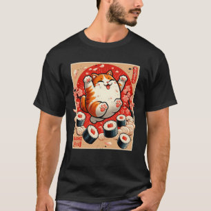 Camiseta Como eu Roll Flamingo Cafe Sushi Poster Harajuku K
