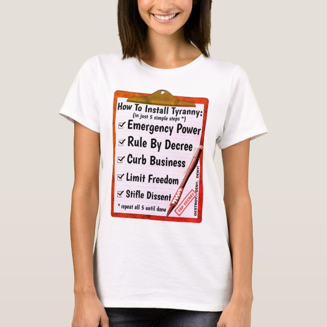 Camiseta Como fazer - Tirania (leve) (Frente)