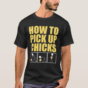 Camiseta Como flertar namorando coletar pintinhos 3 passos