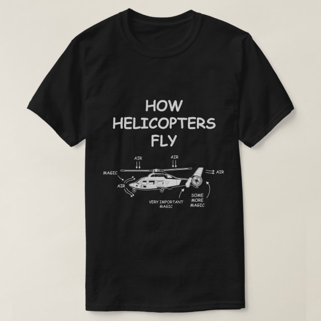 Camiseta Como Helicópteros Voam Os Helicópteros Da Anatomia (Frente do Design)