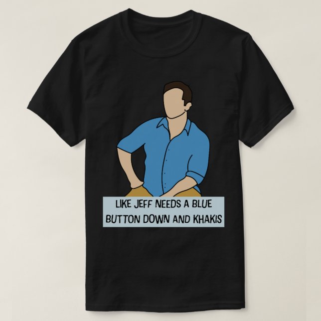 Camiseta Como Jeff precisa de um botão azul para baixo e Kh (Frente do Design)