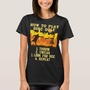 Camiseta Como jogar golfe de disco jogador de golfe voando 