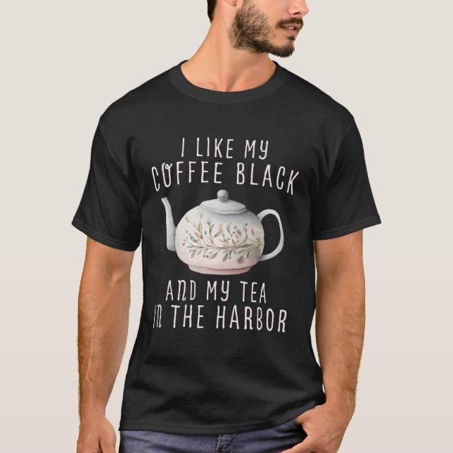 Camiseta Como Meu Café Negro E Chá No Carimbo A (Frente)