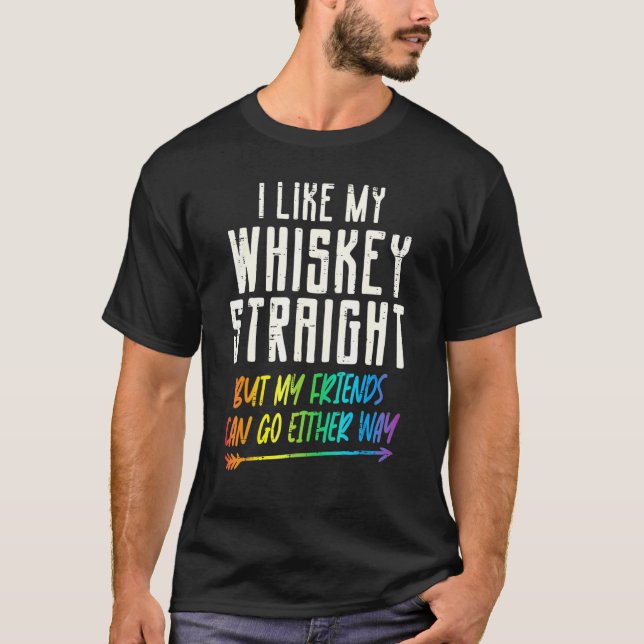 Camiseta Como Meu Hetero Whiskey Amigos Lgbtq Orgulho gay P (Frente)