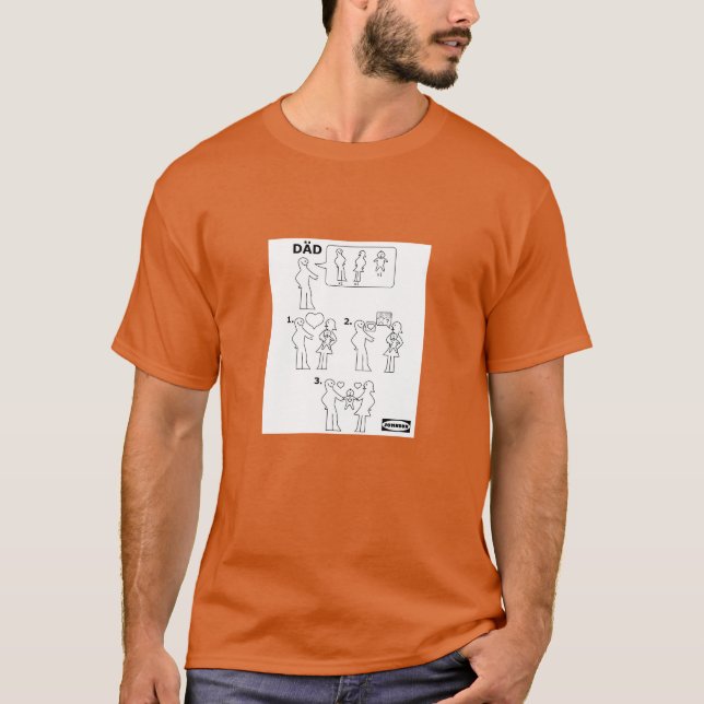 Camiseta Como montar uma ficha de instruções do Pai adotivo (Frente)