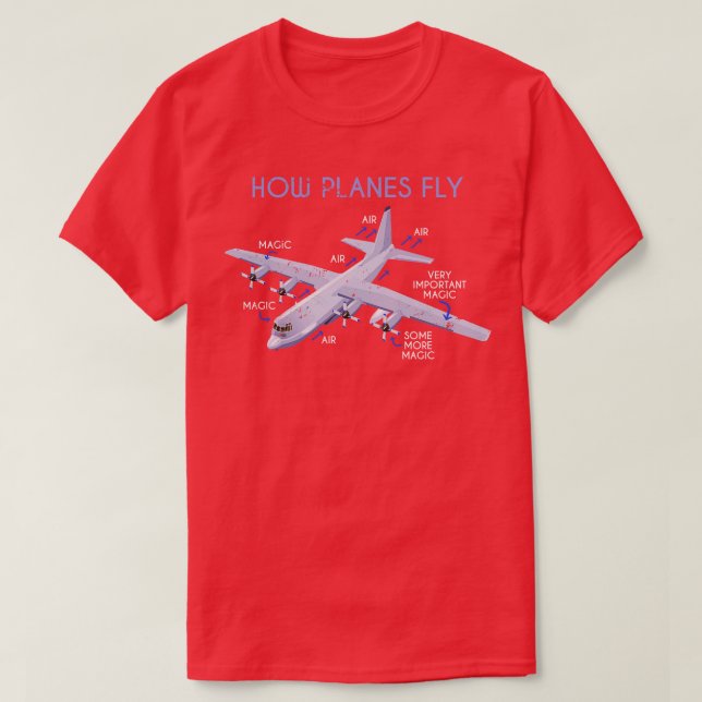Camiseta Como os aviões voam com graça (Frente do Design)