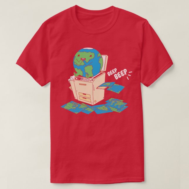 Camiseta Como os mapas são feitos de globo engraçado na máq (Frente do Design)