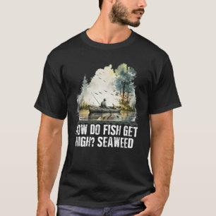 Camiseta Como os Peixes Ficam Altos Piadas de Pesca de Alga