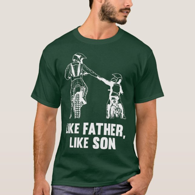 Camiseta Como Padre Como Filho Motocross Biker Bike Gift (Frente)