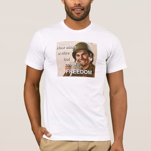Camiseta Como sobre um copo quente agradável da LIBERDADE (Frente)