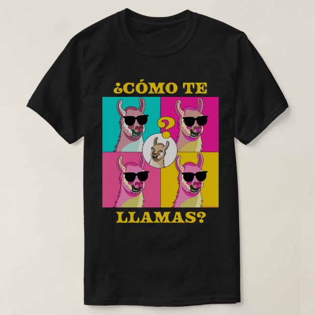 Camiseta Como Te Llamas Llama Funny Professora Espanhola (Frente do Design)