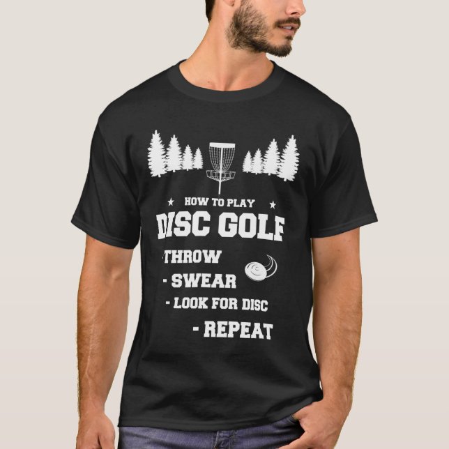 Camiseta Como Tocar Golf Disco Engraçado Dourado Disco Raio (Frente)