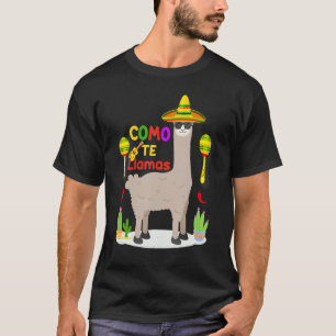 Camiseta Como Tte Lhamas Chapéu Mexicano Feliz Cinco De May