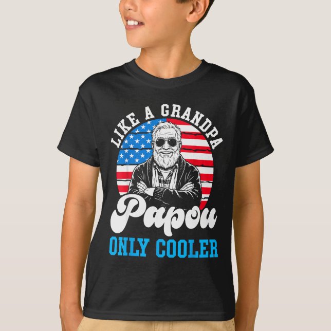 Camiseta Como um avô papou só que mais legal bandeira ameri (Frente)