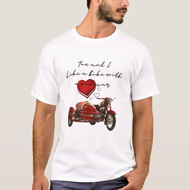 Camiseta Como uma bicicleta com carro lateral (Frente)