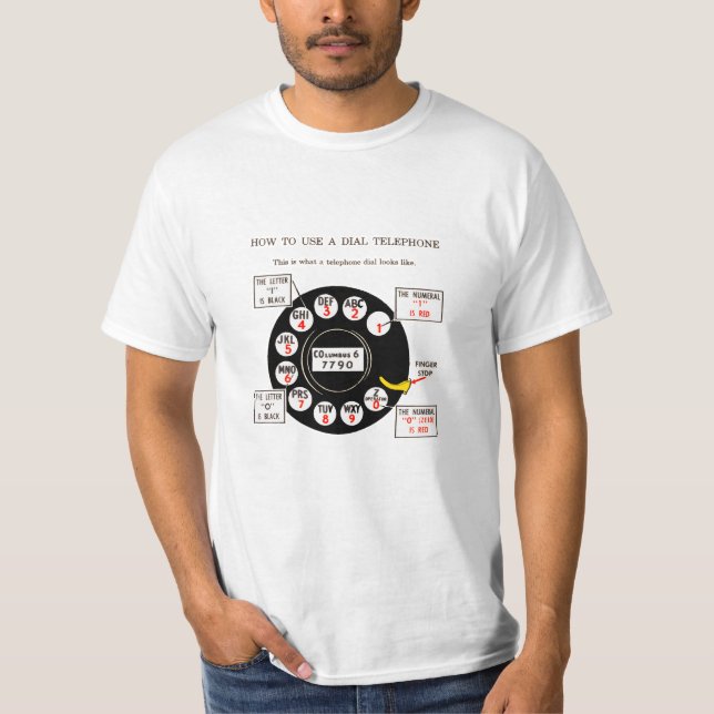 Camiseta Como usar um telefone do seletor - estilo retro (Frente)