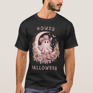 Camiseta Como vai, Halloween Boho Ocidental Fantasma na Lua