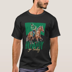 Camiseta Como vai você, sortudo vaqueiro retro montando cav