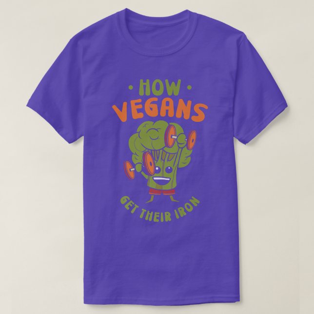 Camiseta Como Vegans Conseguem Vegetais De Vegan De Ferro (Frente do Design)