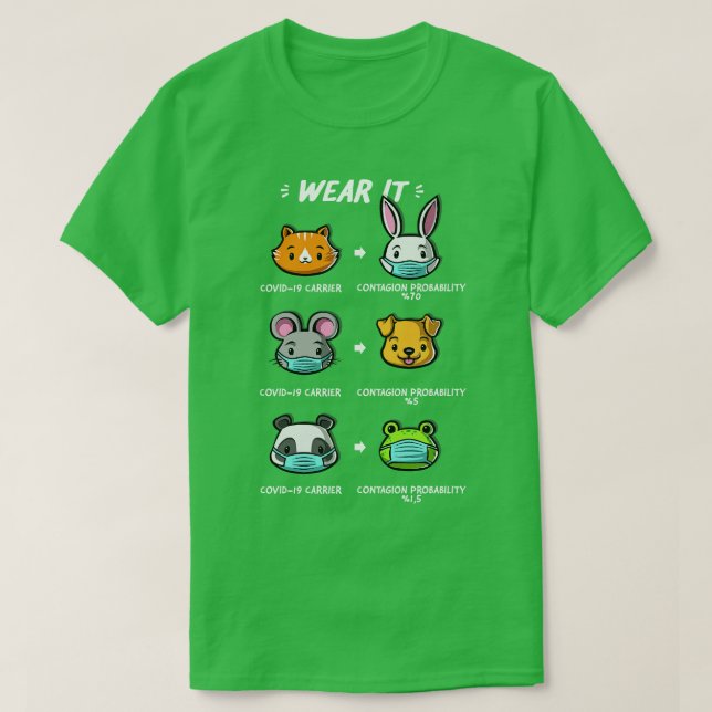 Camiseta Como vestir bonitinho os animais de máscara (Frente do Design)