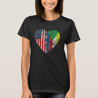 Camiseta Comoran American Flags Heart United States Comoros