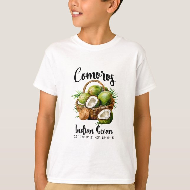 Camiseta Comoros Coco Índico Tropical Ilha Gps V (Frente)