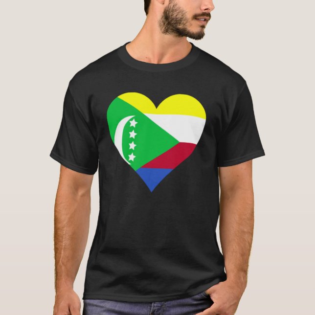 Camiseta Comoros Flag Heart Comoros Love Comoros (Frente)