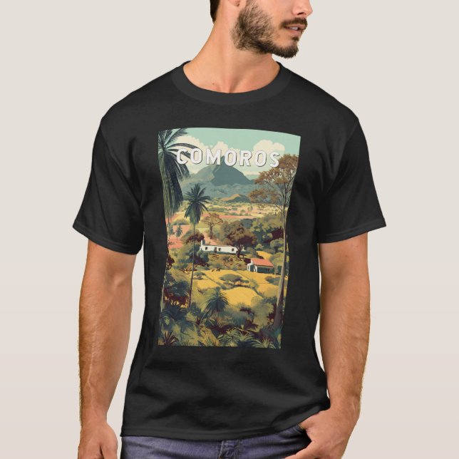 Camiseta Comoros Illustration Travel Art Vintage (Frente)