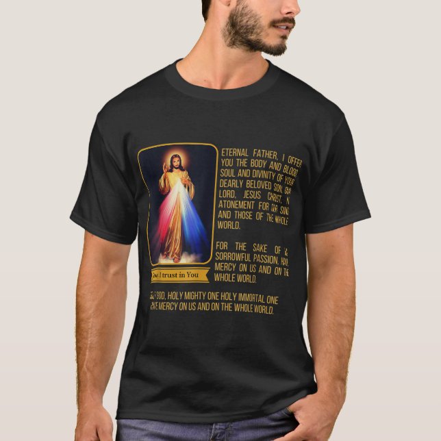 Camiseta Compaixão divino Capela da Imagem Jesus Novena Pra (Frente)
