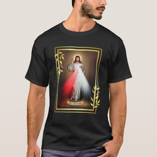 Camiseta Compaixão Divino Jesus Cristo Jesus Eu Confio Em V (Frente)