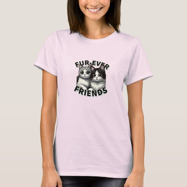 Camiseta Companheiros de fofinho - Série de Amizade de Gato (Frente)