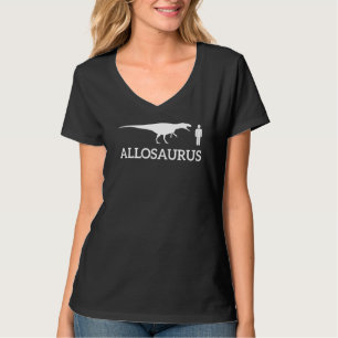 Camiseta Comparação de silhuetas fósseis do dinossauro Allo