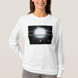 Camiseta Comparação do tamanho de uma estrela hypergiant
