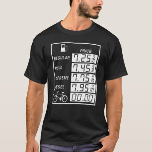 Camiseta Comparação dos preços dos combustíveis Bicicletas