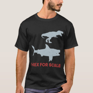 Camiseta Comparação entre Dinossauros Rex do Megalodon Shar