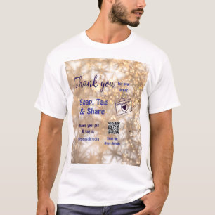 Camiseta Compartilhamento de etiqueta Snap mídia social q r
