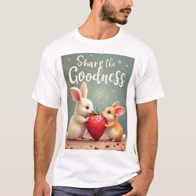 Camiseta Compartilhe a bondade - Dreamy Rabbit & Hamster (Frente)
