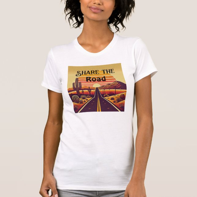 Camiseta Compartilhe a estrada Retro-Design para corredores (Frente)