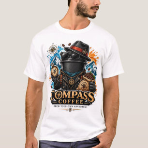 Camiseta Compass Coffee Adventure Design Vintage