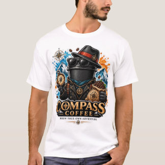 Camiseta Compass Coffee Adventure Design Vintage