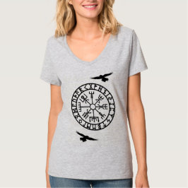 Camiseta Compasso nórdico, corvos, Huginn, Muninn, Viking