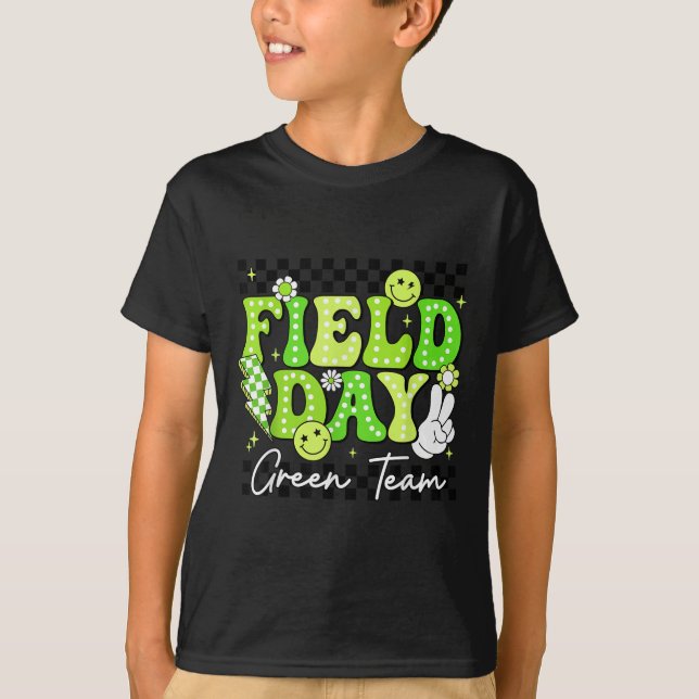 Camiseta Competição de Jogo de Cores da Equipe Verde de Via (Frente)